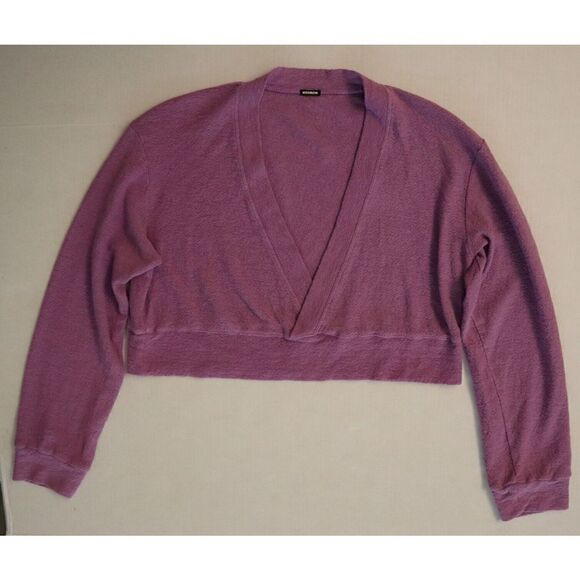 Monrow Women Sz S Purple French Terry Tank Top & L/S Cropped Shirt 2-Pc Set - Picture 4 of 9